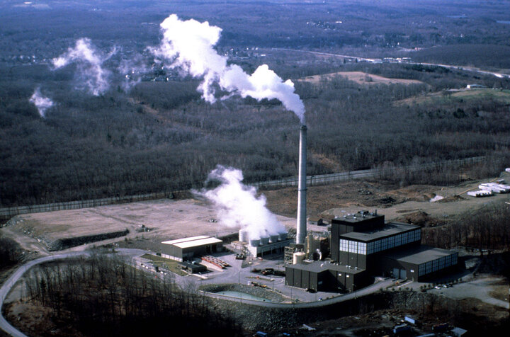 Aerial view of an incineration facility